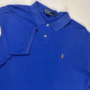 Polo Ralph Lauren Mens Large Royal Blue Cotton Short Sleeve Pony Logo Polo Shirt